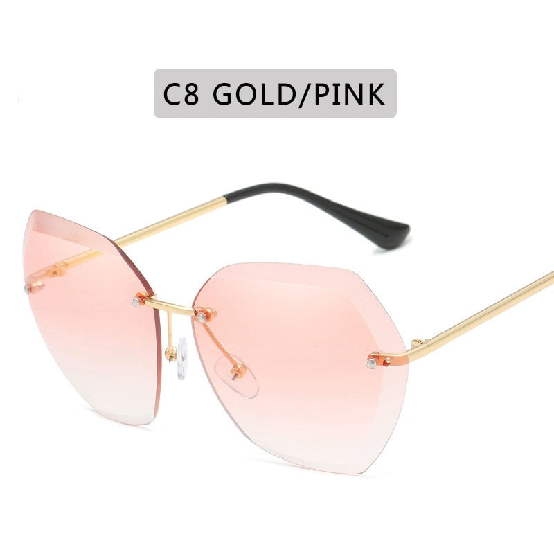 NEW  Vintage Fashion Oversized Rimless Sunglasses Women Famous Luxury Brand Design Square Sun Glasses For Female