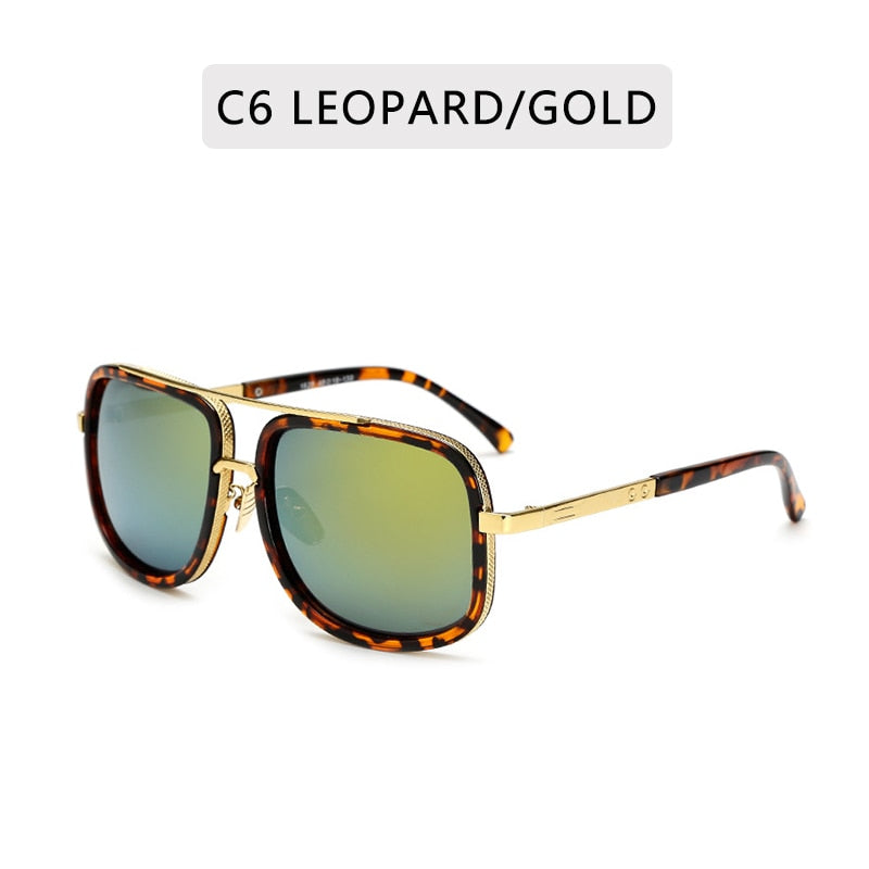 New Fashion Big Frame Sunglasses Men Square  Metal Sun Glasses Women Retro Sun Glasses Vintage High Quality Gafas