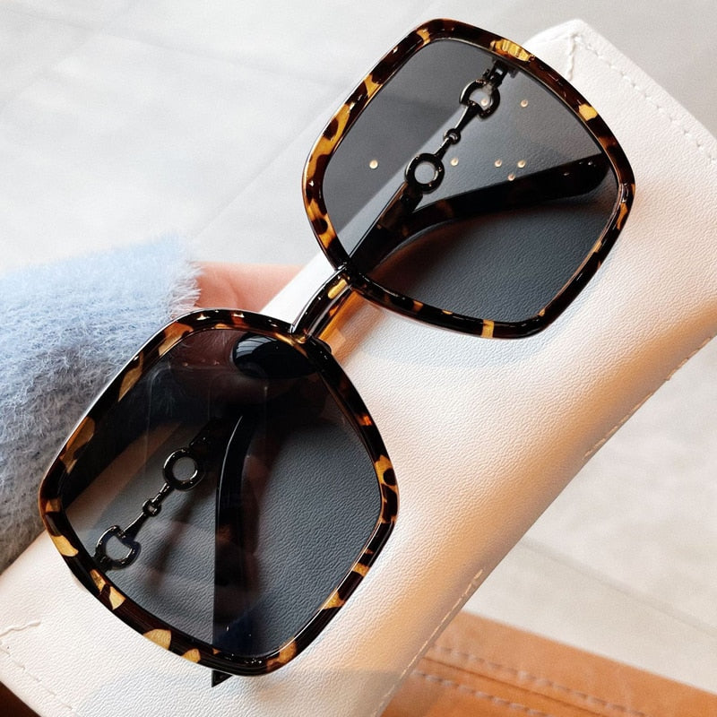 Irregular Polygon Square Sunglasses For Women Fashion Brand Oversized Leopard Beige Gradient Sun Glasses Female Elegant Shades