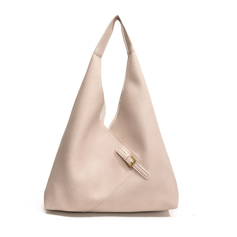 Solid color soft leather underarm bag
