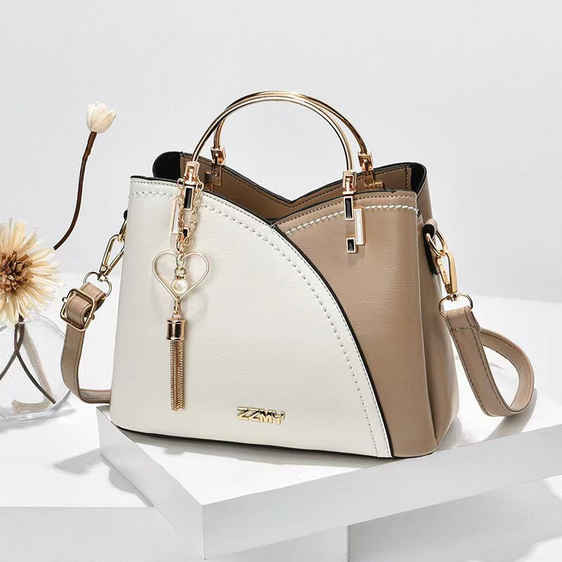 Color-blocked  large-capacity shoulder bag with high-quality crossbody design