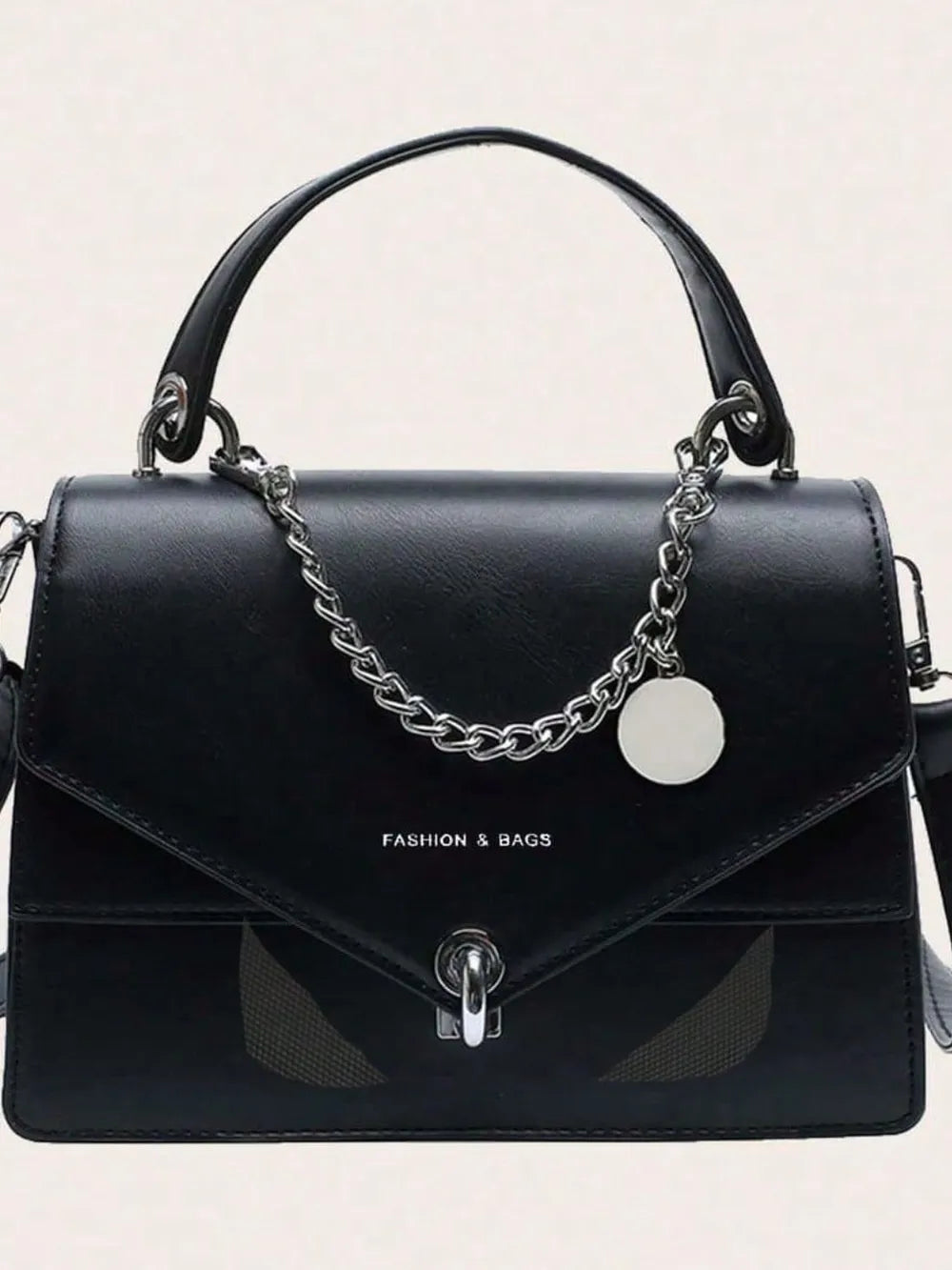 Sac à main en cuir PU avec bandoulière détachable en chaîne