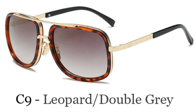 New Fashion Big Frame Sunglasses Men Square  Metal Sun Glasses Women Retro Sun Glasses Vintage High Quality Gafas