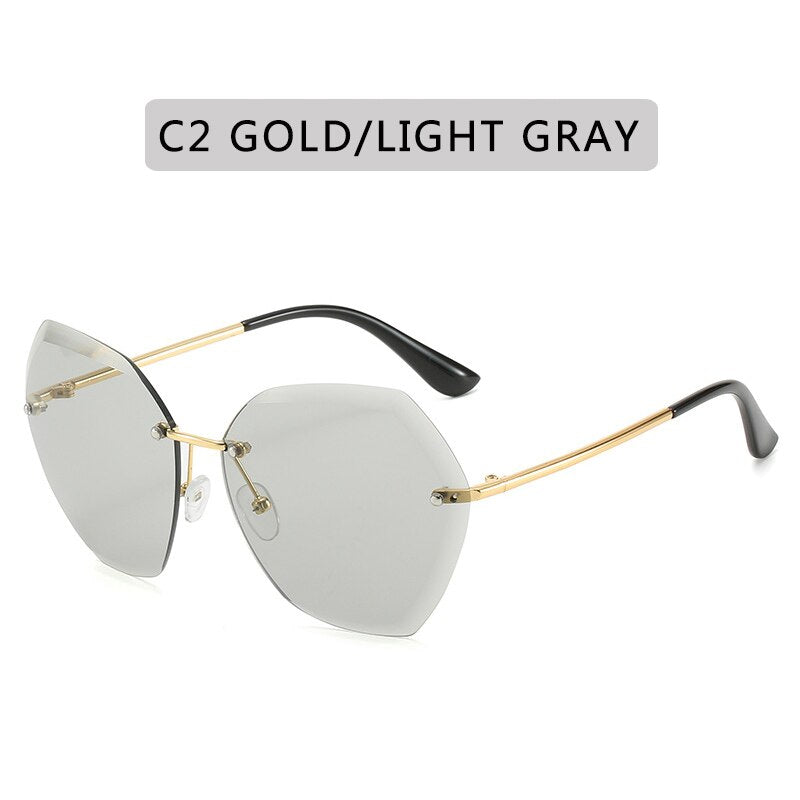 NEW  Vintage Fashion Oversized Rimless Sunglasses Women Famous Luxury Brand Design Square Sun Glasses For Female