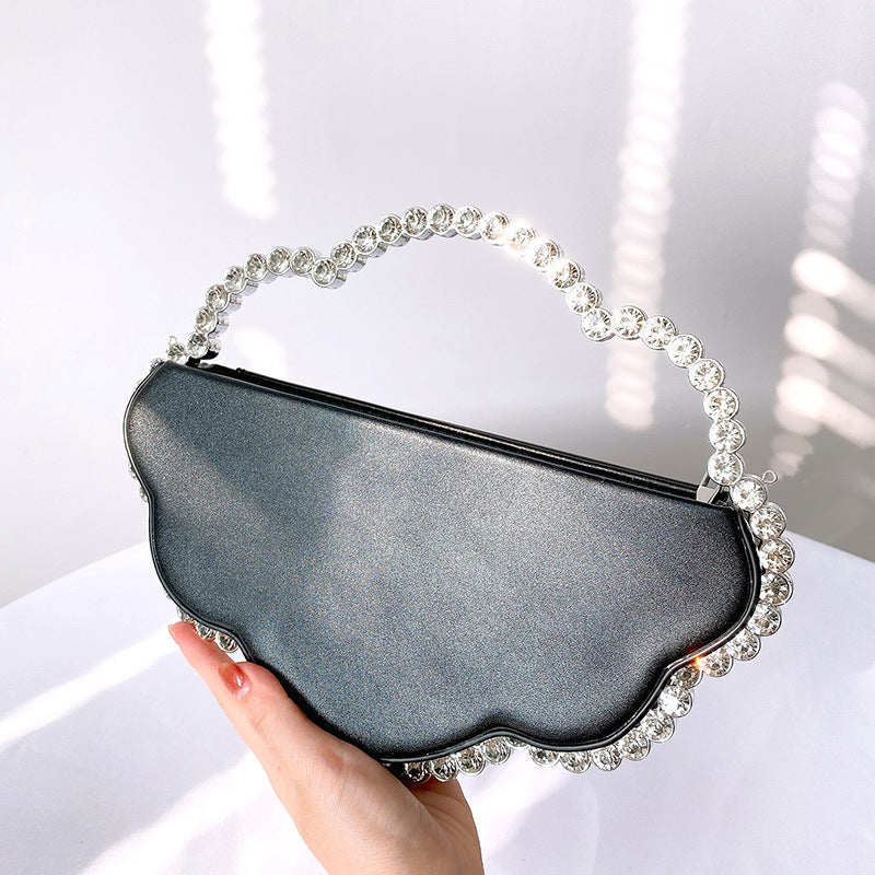 Whimsical New Evening Bag for Women, Handbag with Rhinestone Cloud Design, Chain Strap Crossbody Bag