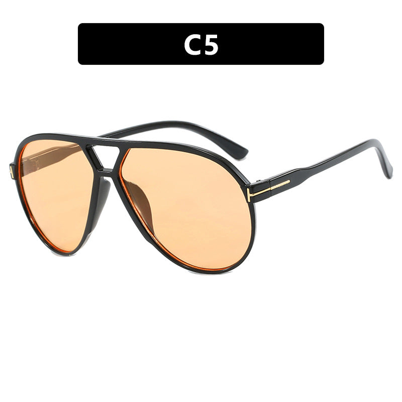 Letter T Double Beam Large Frame Toad Mirror New Retro Sunglasses Pilot Sunglasses Sunglasses Sunglasses