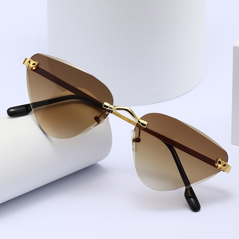 women's rimless cutaway sunglasses