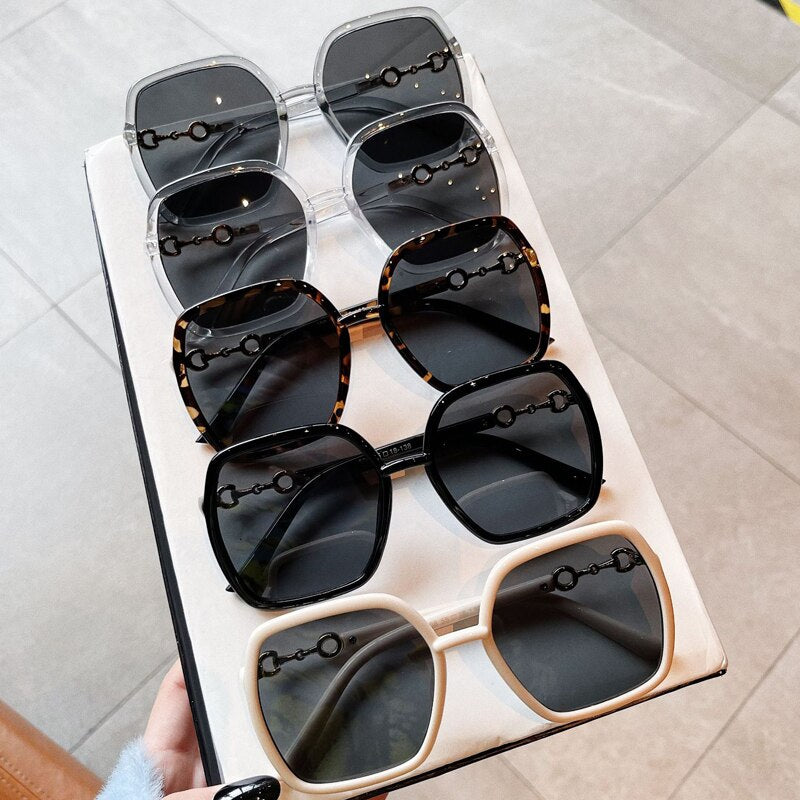 Irregular Polygon Square Sunglasses For Women Fashion Brand Oversized Leopard Beige Gradient Sun Glasses Female Elegant Shades