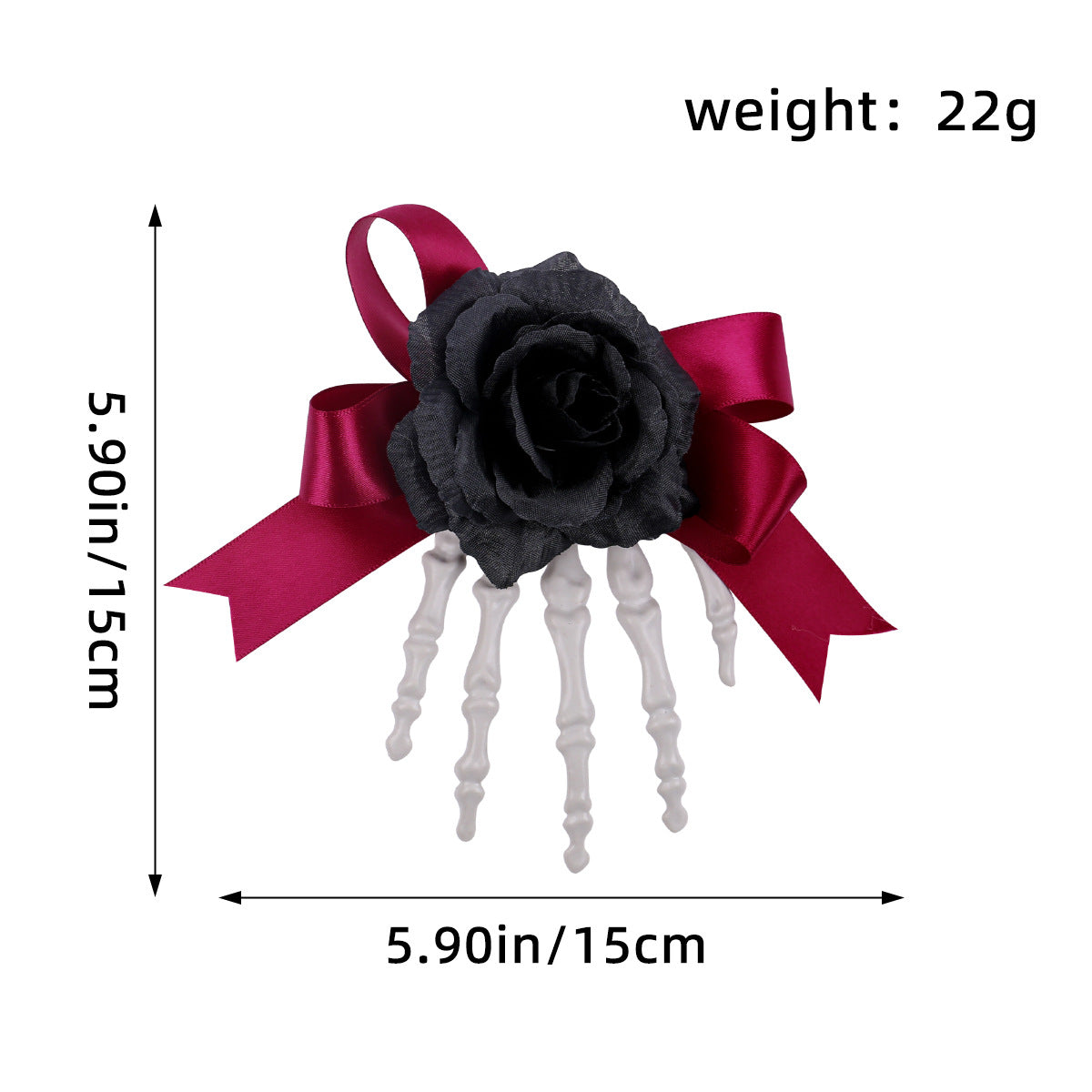 Halloween Skull Skeleton Hand Hair Clip, Ghost Festival Horror Rose Bow Ghost Hand Side Hair Clip