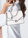 Sac à main en cuir PU avec bandoulière détachable en chaîne