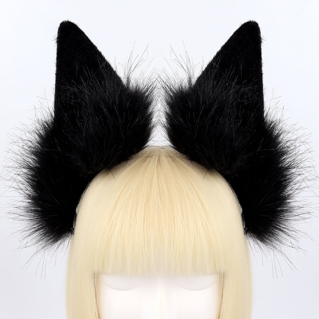 Fuzzy Cat Girl Animal Ears Headband, Cat Ears Cosplay Halloween Party Fox Ears Hair Accessory