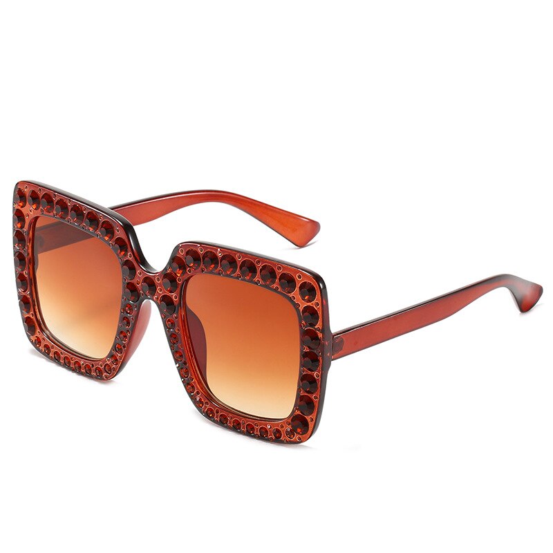 Vintage Oversized Square Colorful Diamond Sunglasses Women Big Frame Luxury Brand Crystal Sun Glasses Rhinestone Eyewear