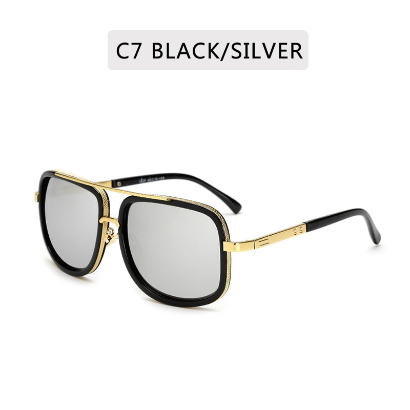 New Fashion Big Frame Sunglasses Men Square  Metal Sun Glasses Women Retro Sun Glasses Vintage High Quality Gafas