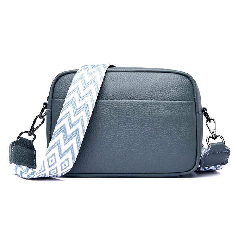 Single shoulder crossbody bag top layer cowhide small square bag