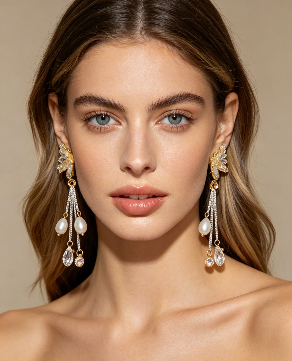 2 Ways Wear Butterfly Wing Crystal Pearl Earrings, Detachable Tassel Chain Dangle Stud Earrings Gold Plated Hypoallergenic Bridal Wedding Jewelry