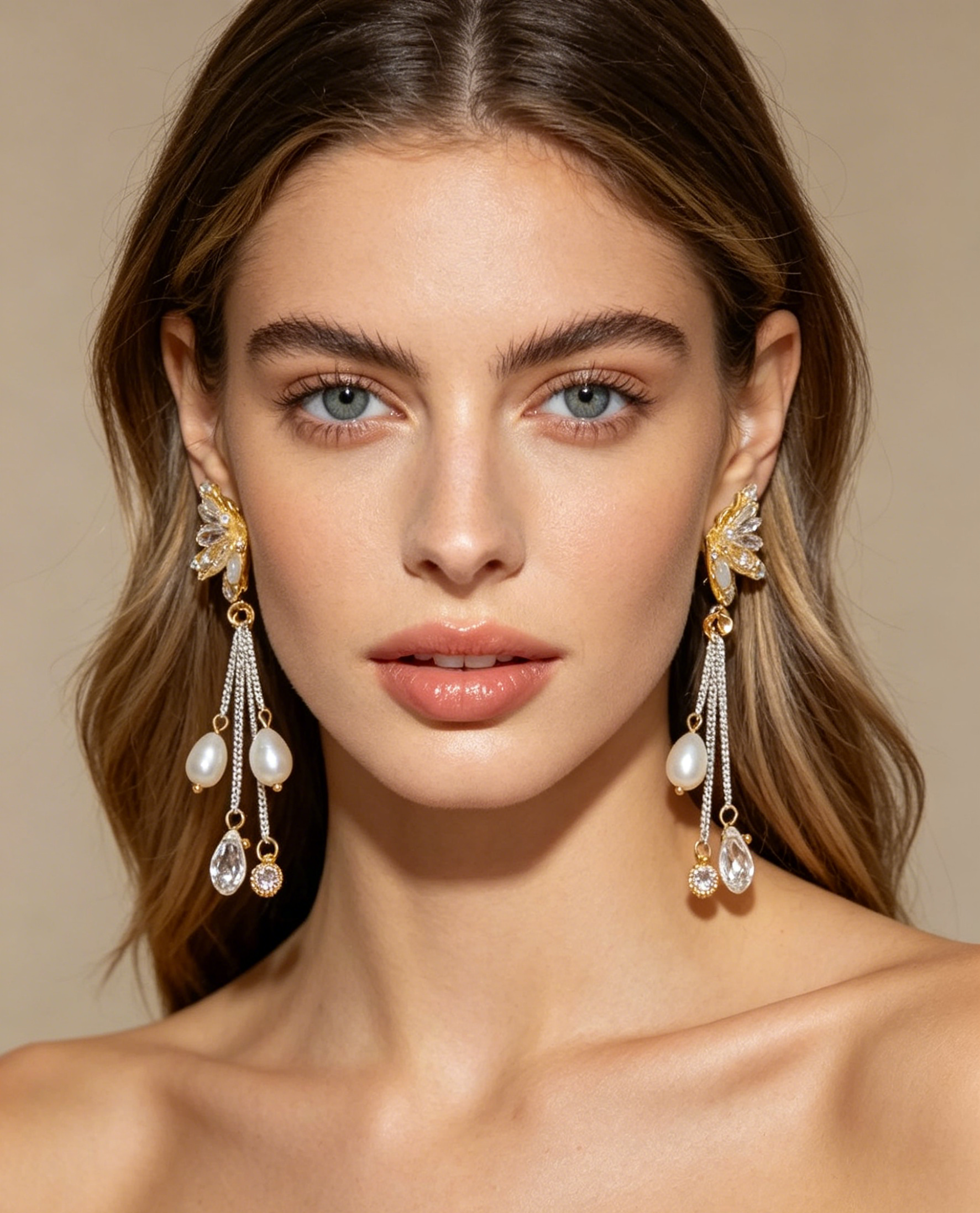 2 Ways Wear Butterfly Wing Crystal Pearl Earrings, Detachable Tassel Chain Dangle Stud Earrings Gold Plated Hypoallergenic Bridal Wedding Jewelry