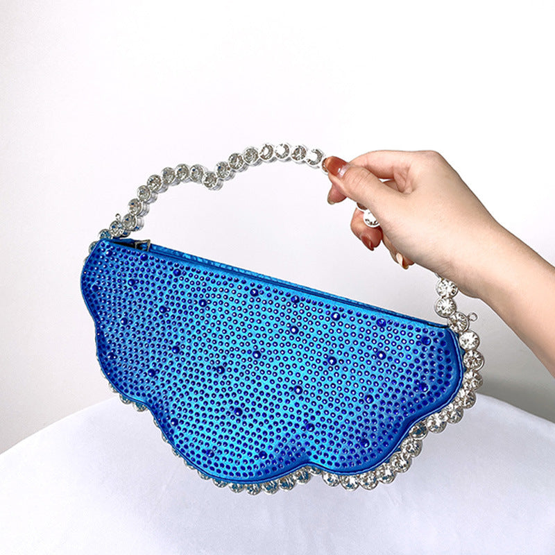Whimsical New Evening Bag for Women, Handbag with Rhinestone Cloud Design, Chain Strap Crossbody Bag