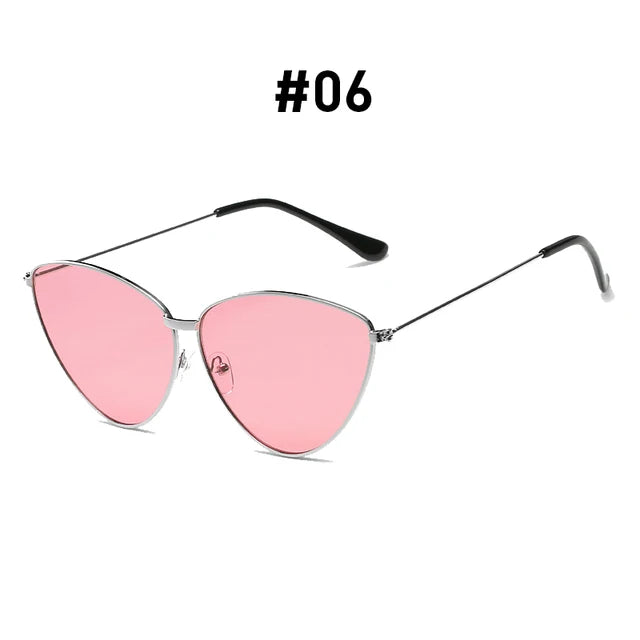 Retro Ocean Color Cat Eye Triangle Sunglasses for Women New  Trend Colorful Vintage Sun Glasses Female Sbades