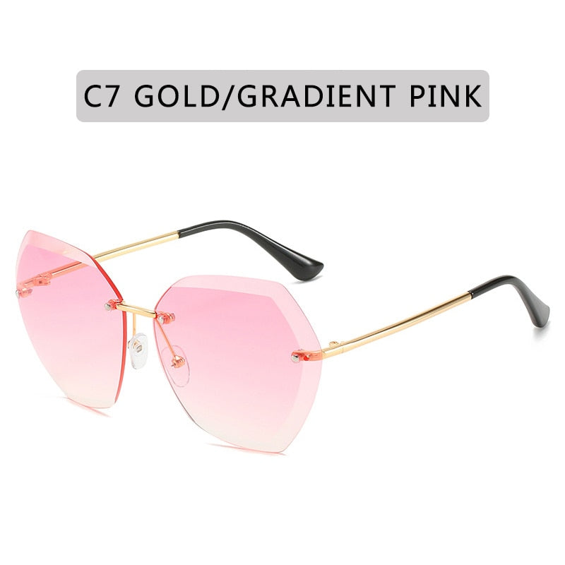 NEW  Vintage Fashion Oversized Rimless Sunglasses Women Famous Luxury Brand Design Square Sun Glasses For Female
