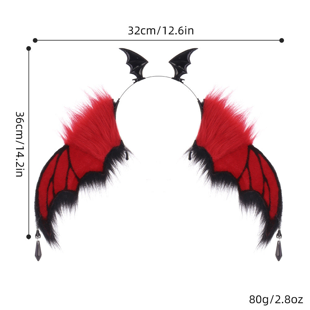 Serre-tête de diable style sombre Tête de chauve-souris Halloween Convention Cornes de diable Cosplay Oreilles d'animaux pliables Accessoire de performance
