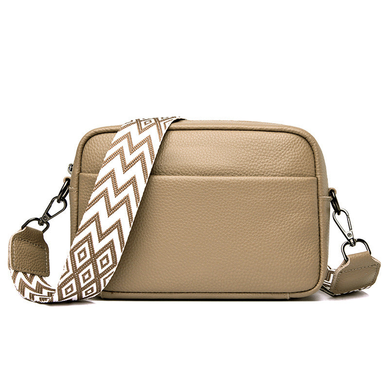 Single shoulder crossbody bag top layer cowhide small square bag