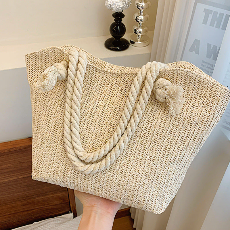 Straw woven bag large capacity single shoulder tote bag woven handbag for women