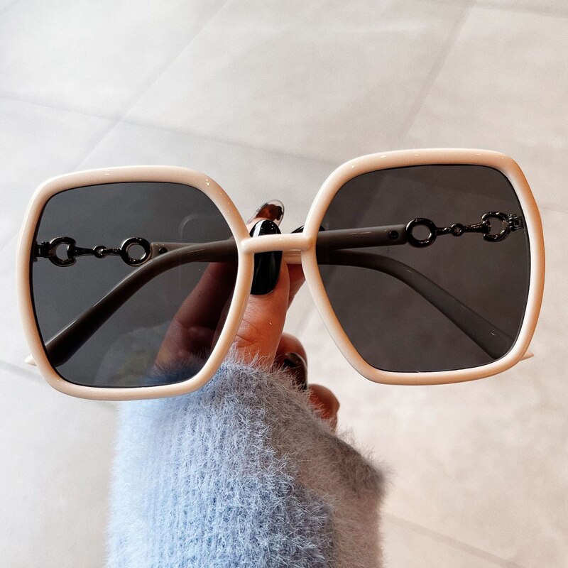 Irregular Polygon Square Sunglasses For Women Fashion Brand Oversized Leopard Beige Gradient Sun Glasses Female Elegant Shades