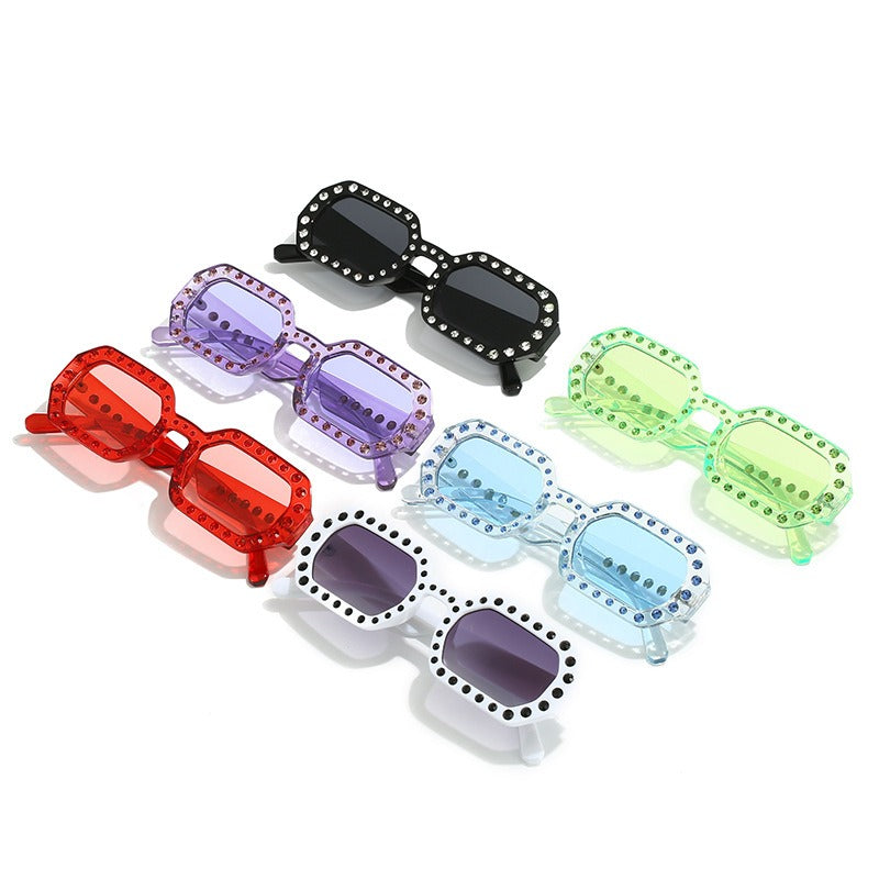 Personalized diamond inlaid sunglasses, small frame sunglasses, sunglasses for women