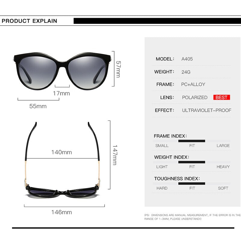 Luxury Polarized Sunglasses Women Metal Temples Sunglasses Gradient Lens Sun Glasses Women  Luxury Brand