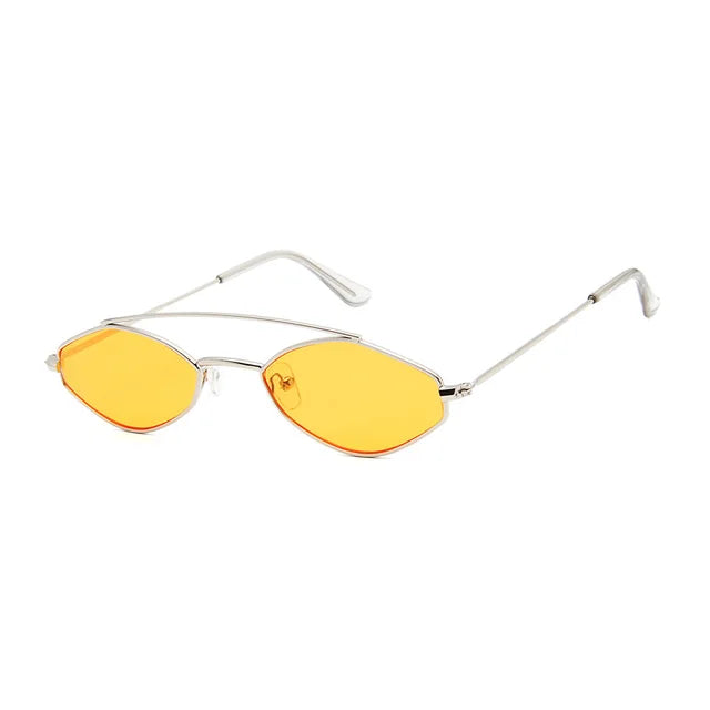 ShoneMes Double Bridge Sunglasses Men Small Metal Frame Women Sun Glasses Vintage Design Lentes De Sol