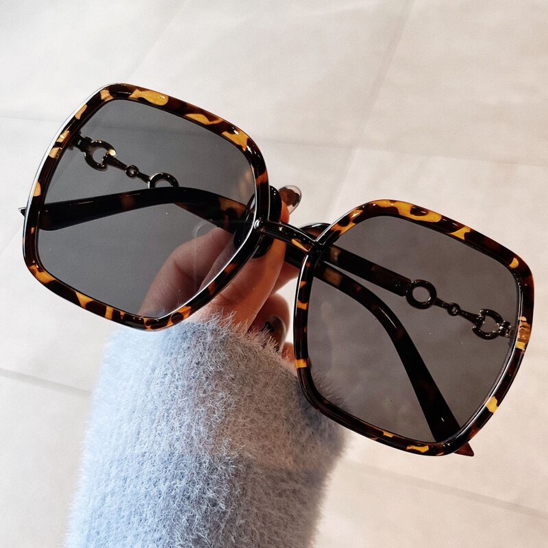 Irregular Polygon Square Sunglasses For Women Fashion Brand Oversized Leopard Beige Gradient Sun Glasses Female Elegant Shades