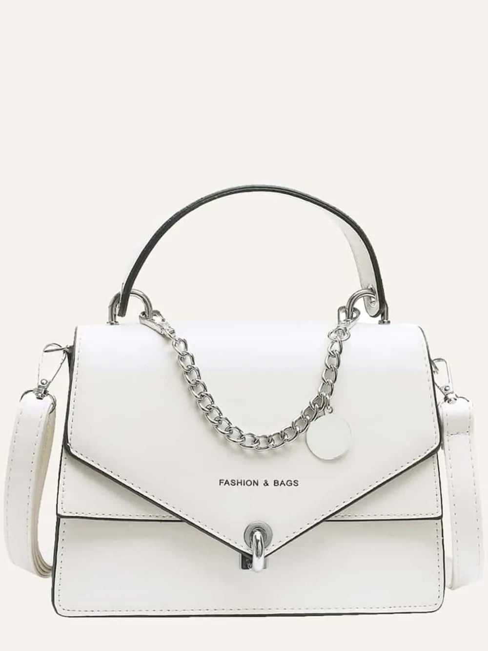 Sac à main en cuir PU avec bandoulière détachable en chaîne