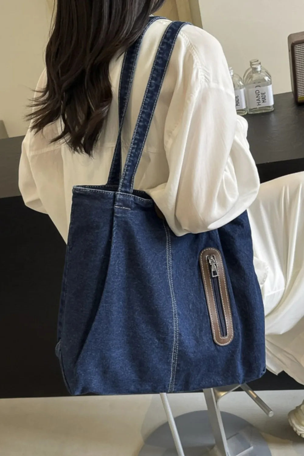 Sac fourre-tout en jean de taille moyenne