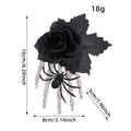 Halloween Ghost Hand Black Rose Spider Hair Clip, Skull Hand Hair Accessory, Horror Costume Party Decoration