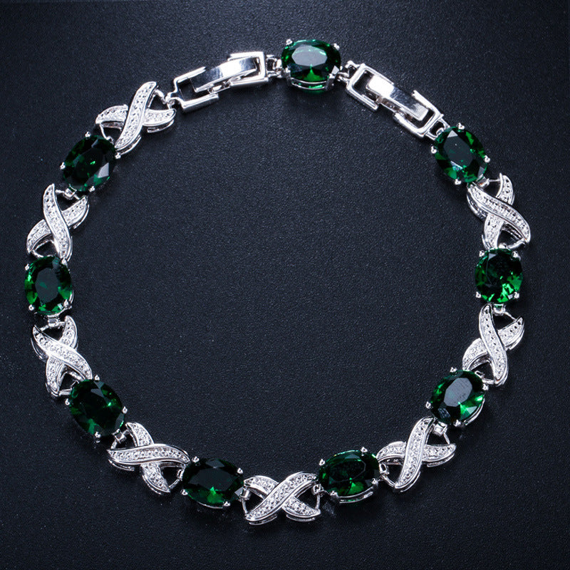 AAA+ Cubic Zirconia Tennis Bracelet, 8 Colors, Silver Plated,Hypoallergenic