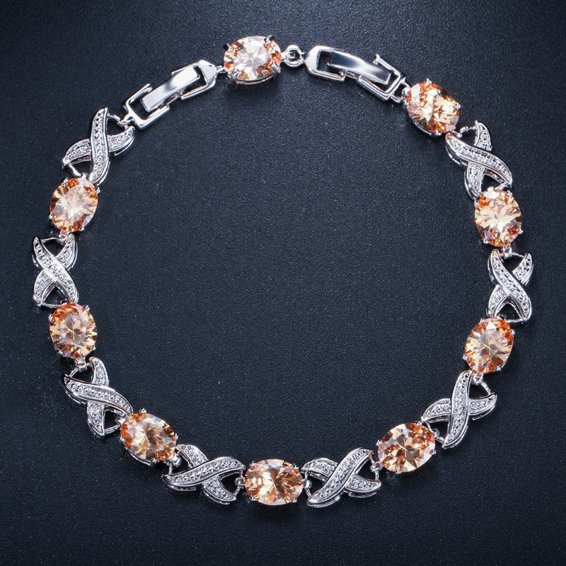 AAA+ Cubic Zirconia Infinity Link Tennis Bracelet, 7 Colors