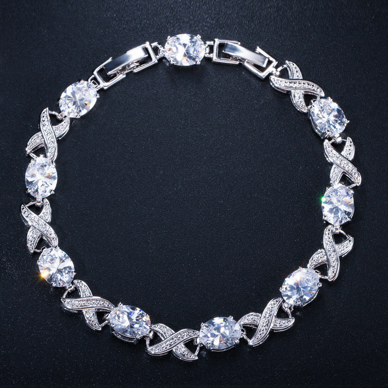 AAA+ Cubic Zirconia Infinity Link Tennis Bracelet, 7 Colors