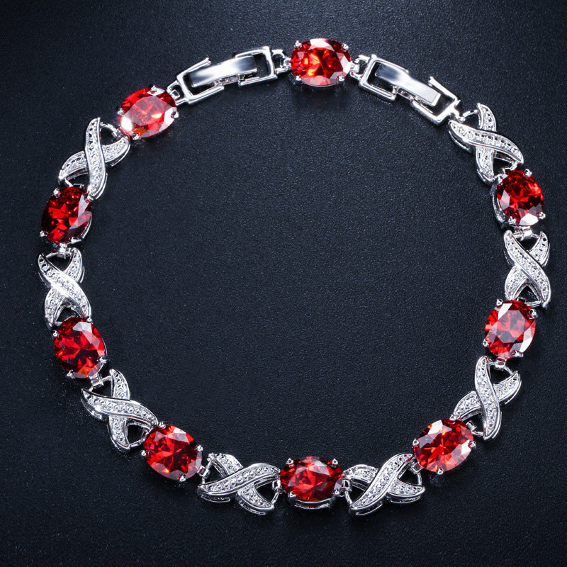 Pulsera de tenis de circonita cúbica AAA+, 8 colores, chapada en plata, hipoalergénica