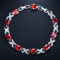 Pulsera de tenis de circonita cúbica AAA+, 8 colores, chapada en plata, hipoalergénica