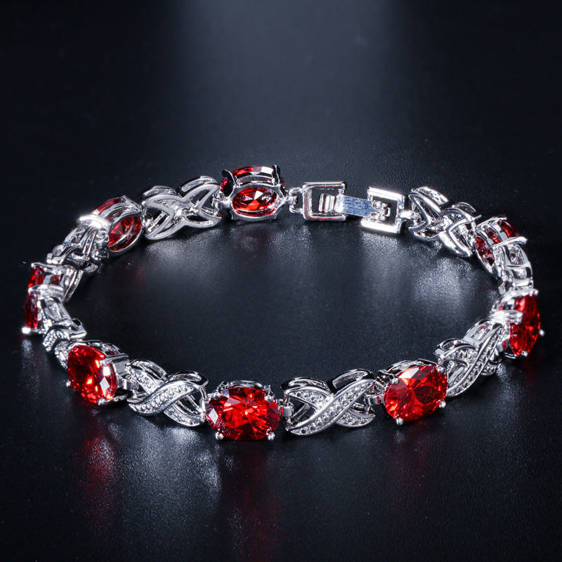 Pulsera de tenis de circonita cúbica AAA+, 8 colores, chapada en plata, hipoalergénica
