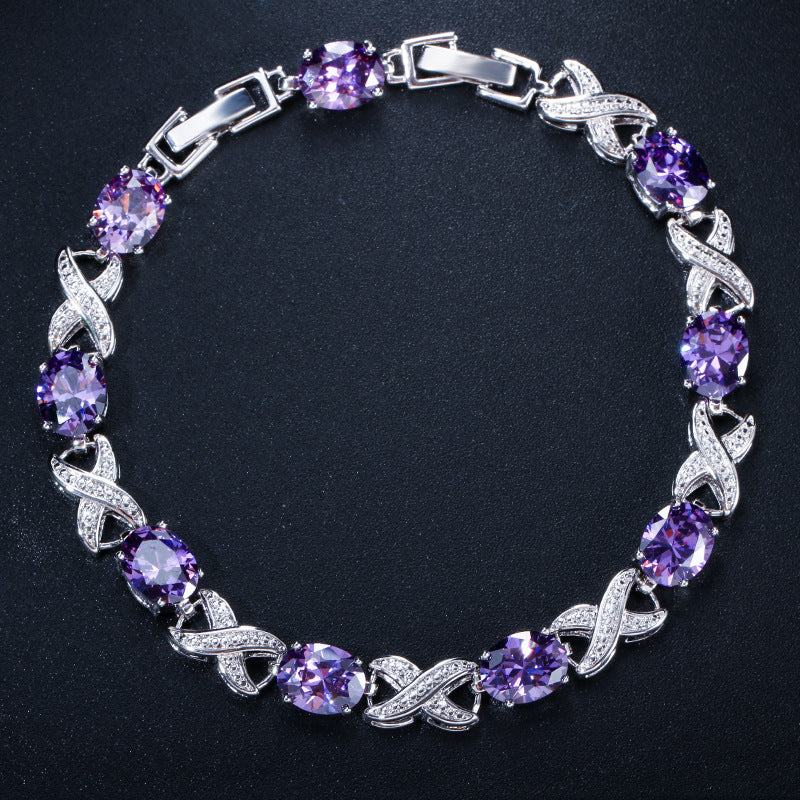 AAA+ Cubic Zirconia Infinity Link Tennis Bracelet, 7 Colors