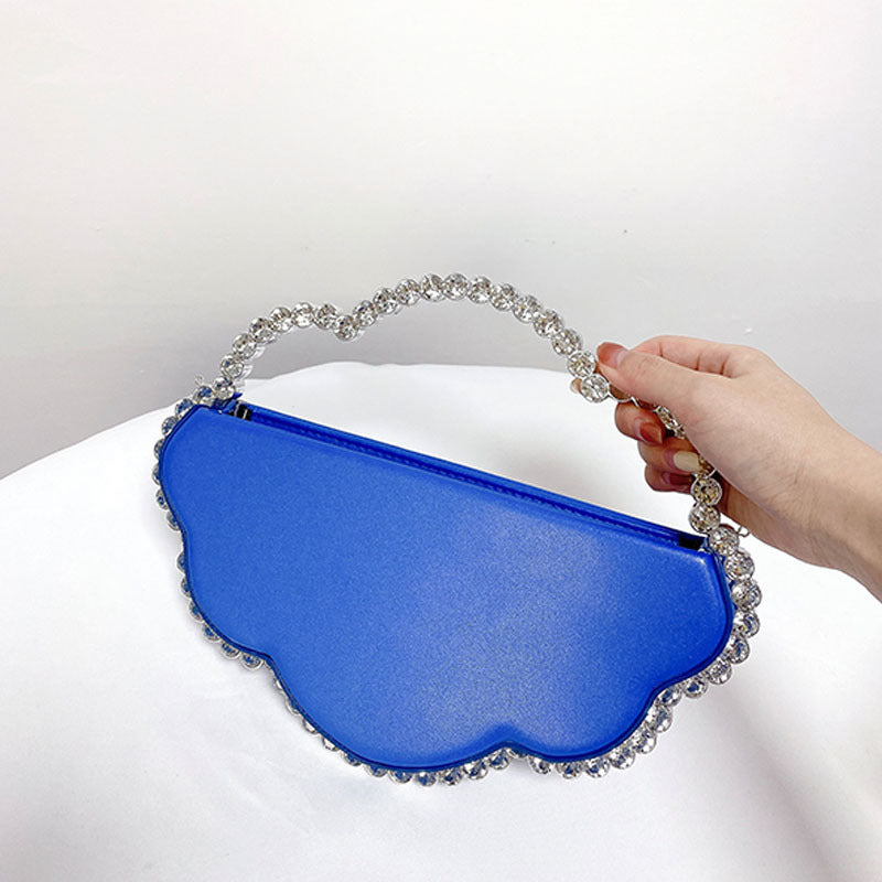 Whimsical New Evening Bag for Women, Handbag with Rhinestone Cloud Design, Chain Strap Crossbody Bag