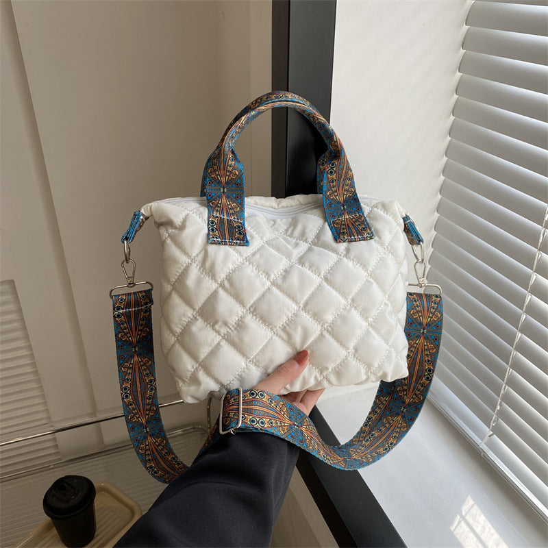 Casual Handbag Simple Shoulder Bag Stylish Crossbody Bag Quilted Korean Style Tote Bag