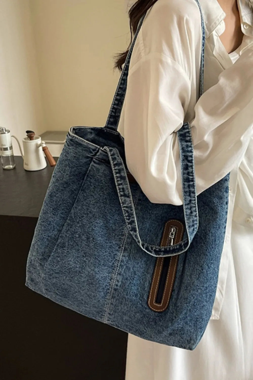 Sac fourre-tout en jean de taille moyenne