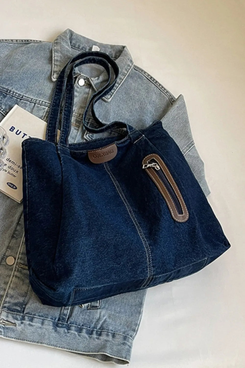 Sac fourre-tout en jean de taille moyenne