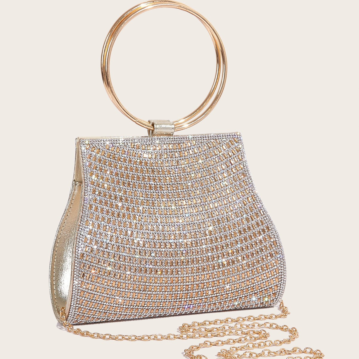 PU diamond bag magnetic buckle chain bag