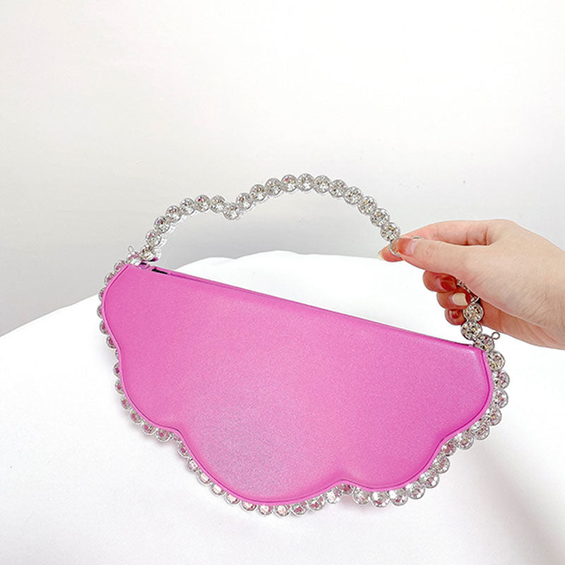 Whimsical New Evening Bag for Women, Handbag with Rhinestone Cloud Design, Chain Strap Crossbody Bag