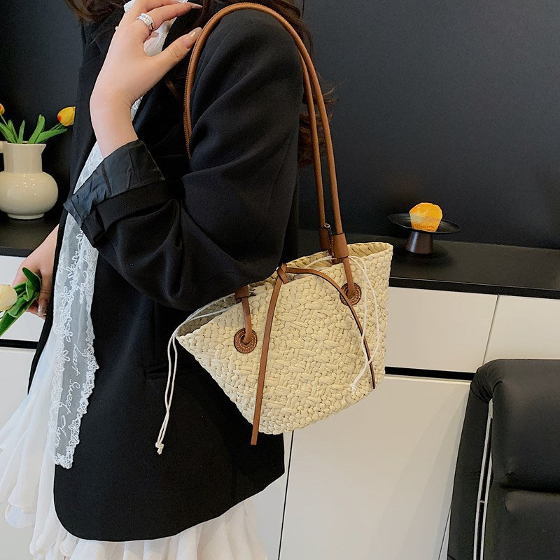 Straw woven bag for women large capacity single shoulder tote bag