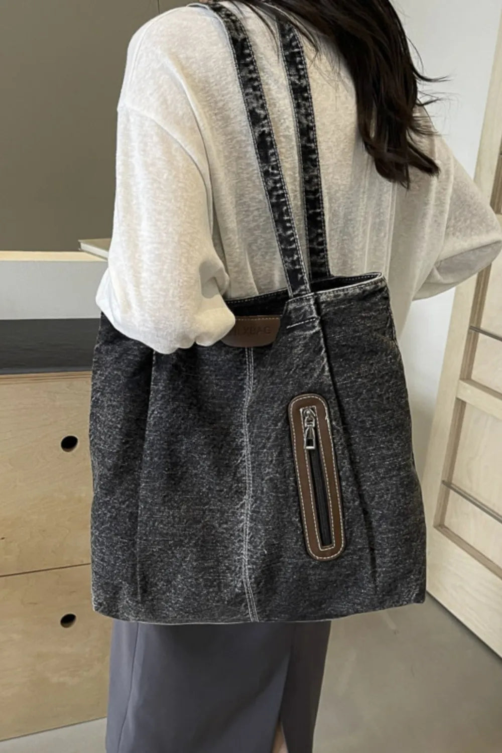 Sac fourre-tout en jean de taille moyenne