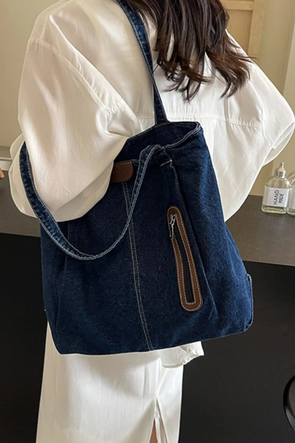 Sac fourre-tout en jean de taille moyenne